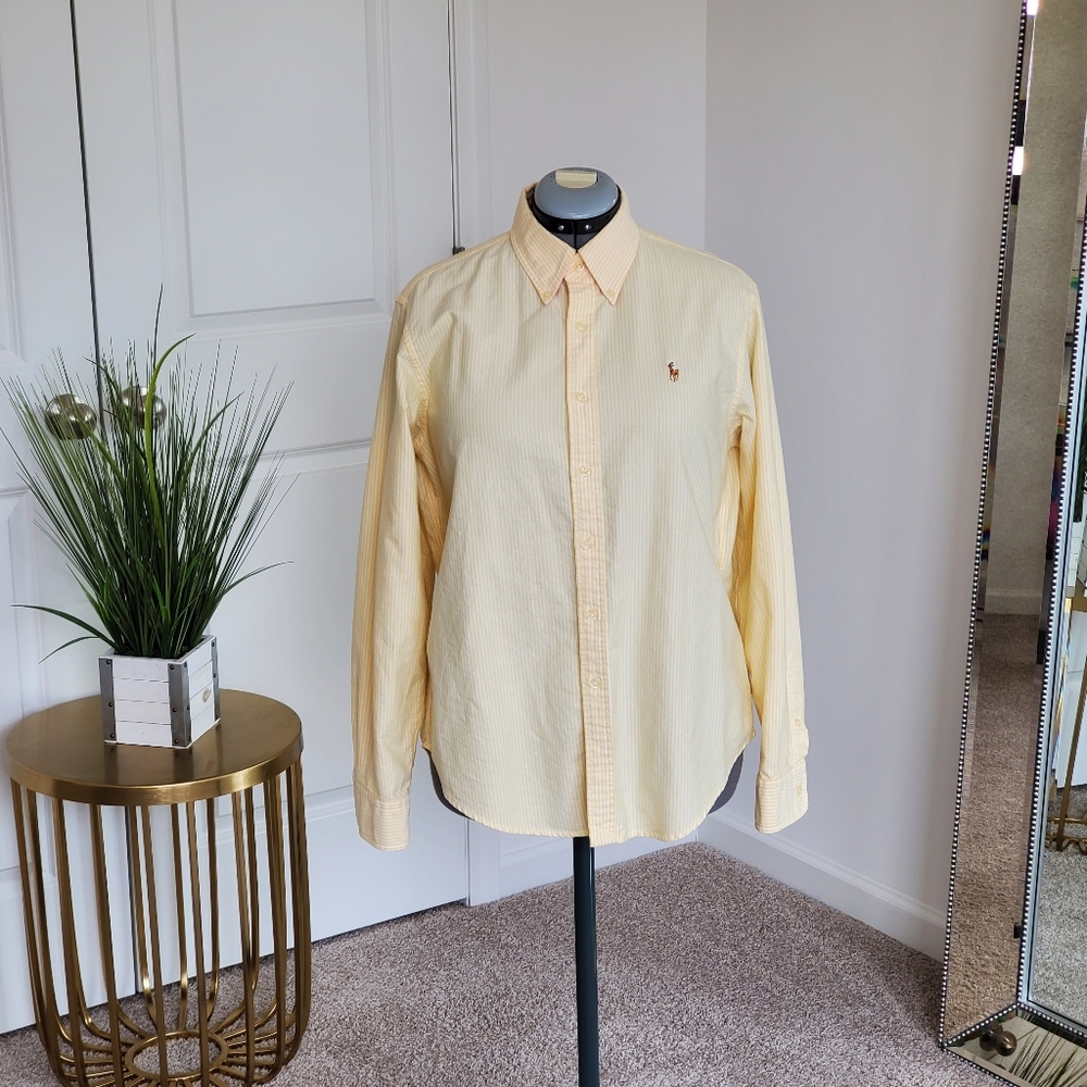 Polo Ralph Lauren Classic Fit Oxford Shirt 16 Yellow/White